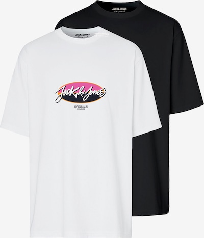 JACK & JONES T-Shirt 'TAMPA' in dunkelgrün / pink / schwarz / weiß, Produktansicht