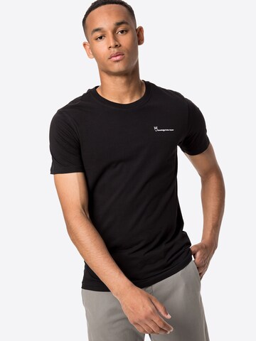 KnowledgeCotton Apparel Regular Fit T-Shirt 'Alder' (GOTS) in Schwarz: Vorderseite