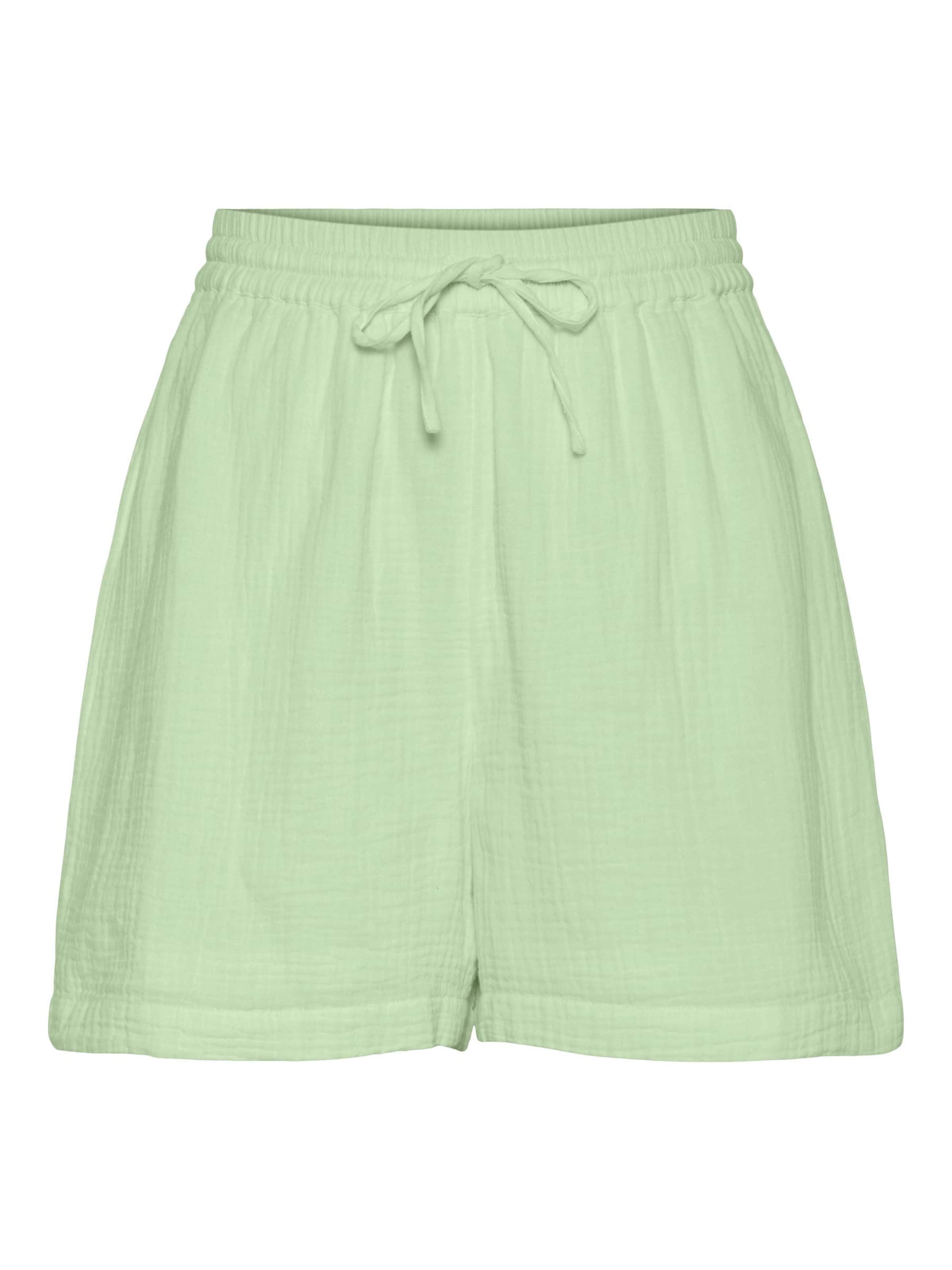 PIECES Loosefit Broek in Groen: voorkant