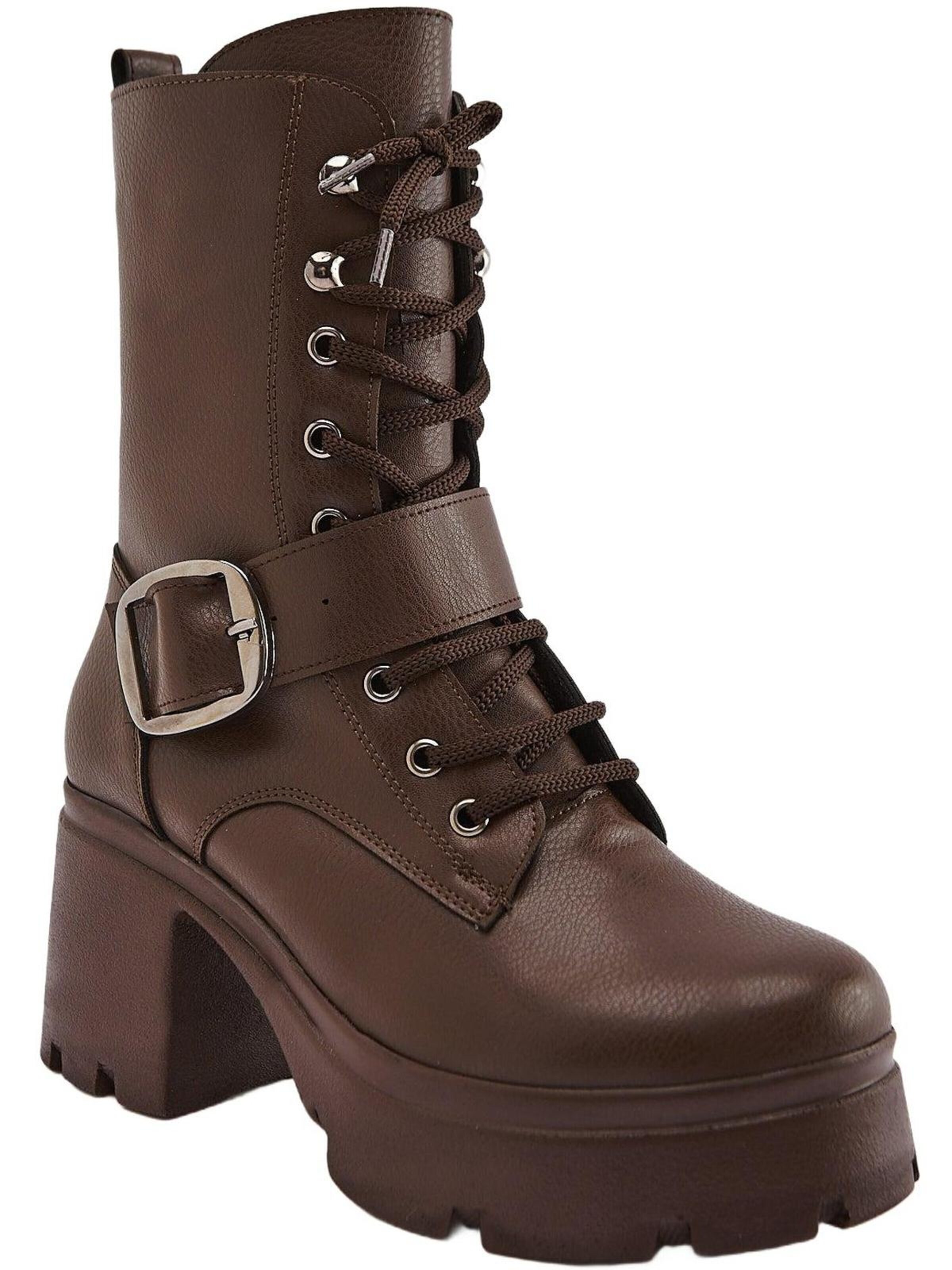 Limoya Lace-Up Ankle Boots 'Caklin' in Brown: front