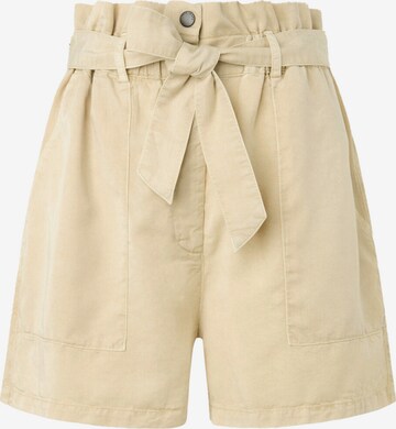 Pepe Jeans Regular Pleat-Front Pants 'ESTRELLA' in Beige: front