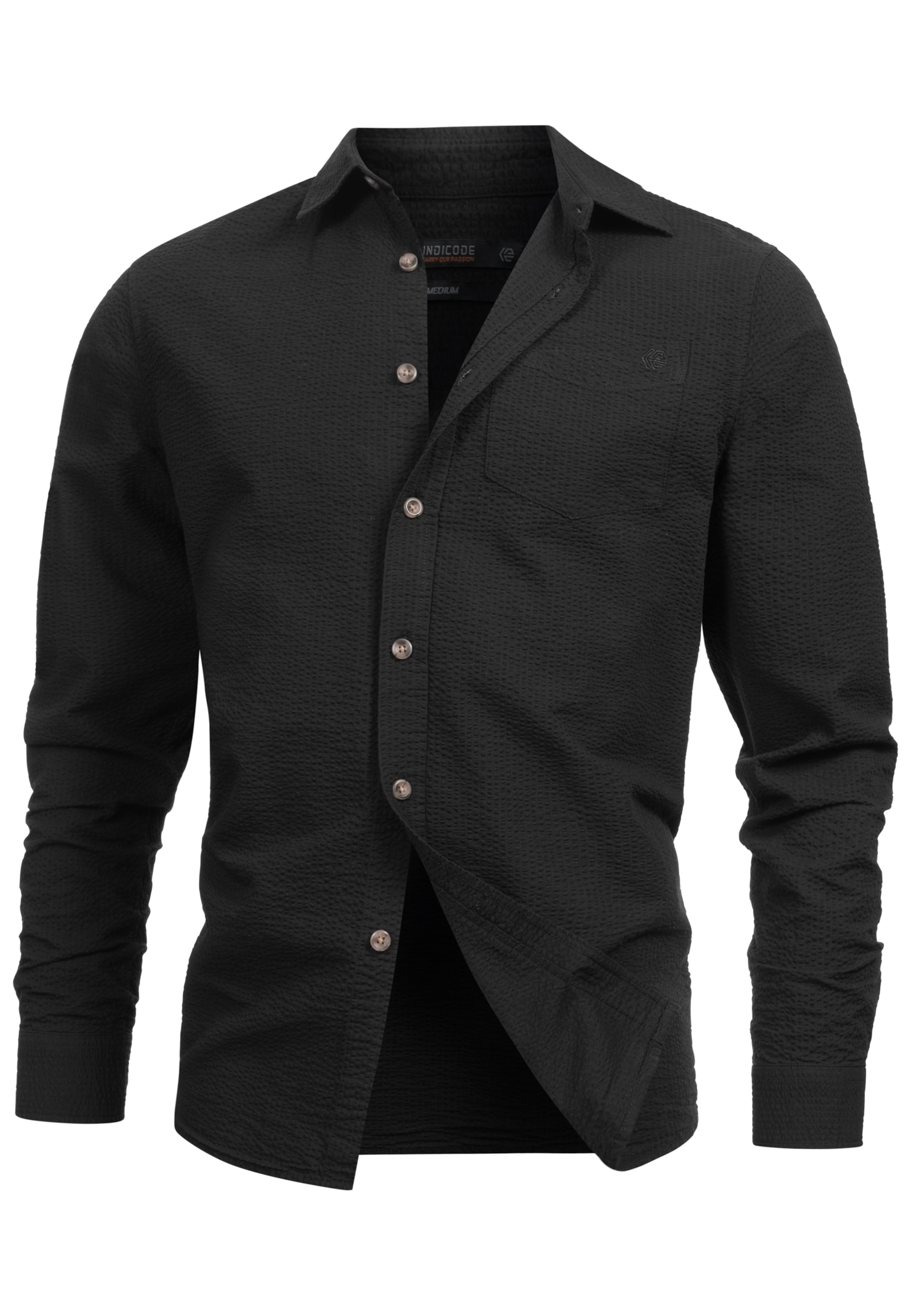 INDICODE JEANS Hemd 'Caix' in Schwarz: Vorderseite