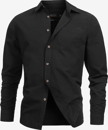 INDICODE JEANS Regular Fit Hemd 'Caix' in Schwarz: Vorderseite