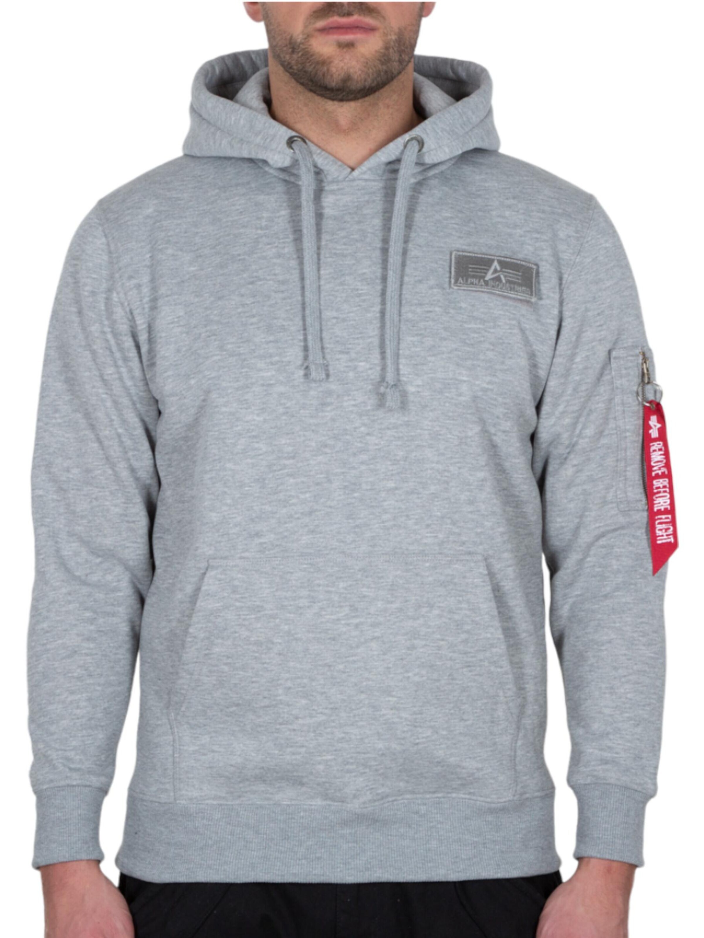 ALPHA INDUSTRIES Sweatshirt 'Red Stripe' in Grey: front