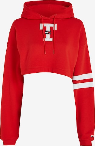 Tommy Jeans - Sweatshirt 'Letterman' em vermelho: frente