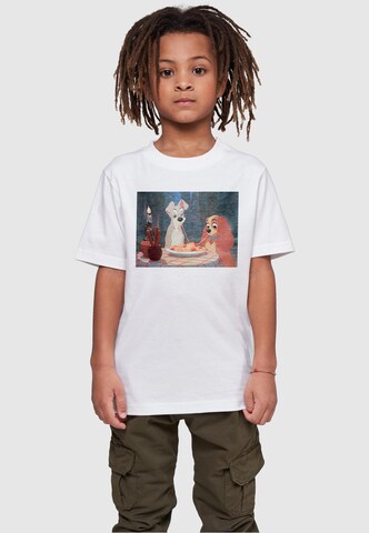 ABSOLUTE CULT T-Shirt 'Lady And The Tramp - Spaghetti Photo' in Weiß: predná strana