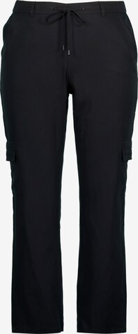 Loosefit Pantalon cargo 'Mandy' Ulla Popken en noir : devant