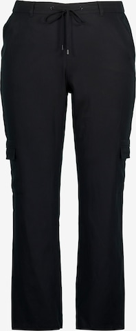 Ulla Popken Loose fit Cargo Pants 'Mandy' in Black: front