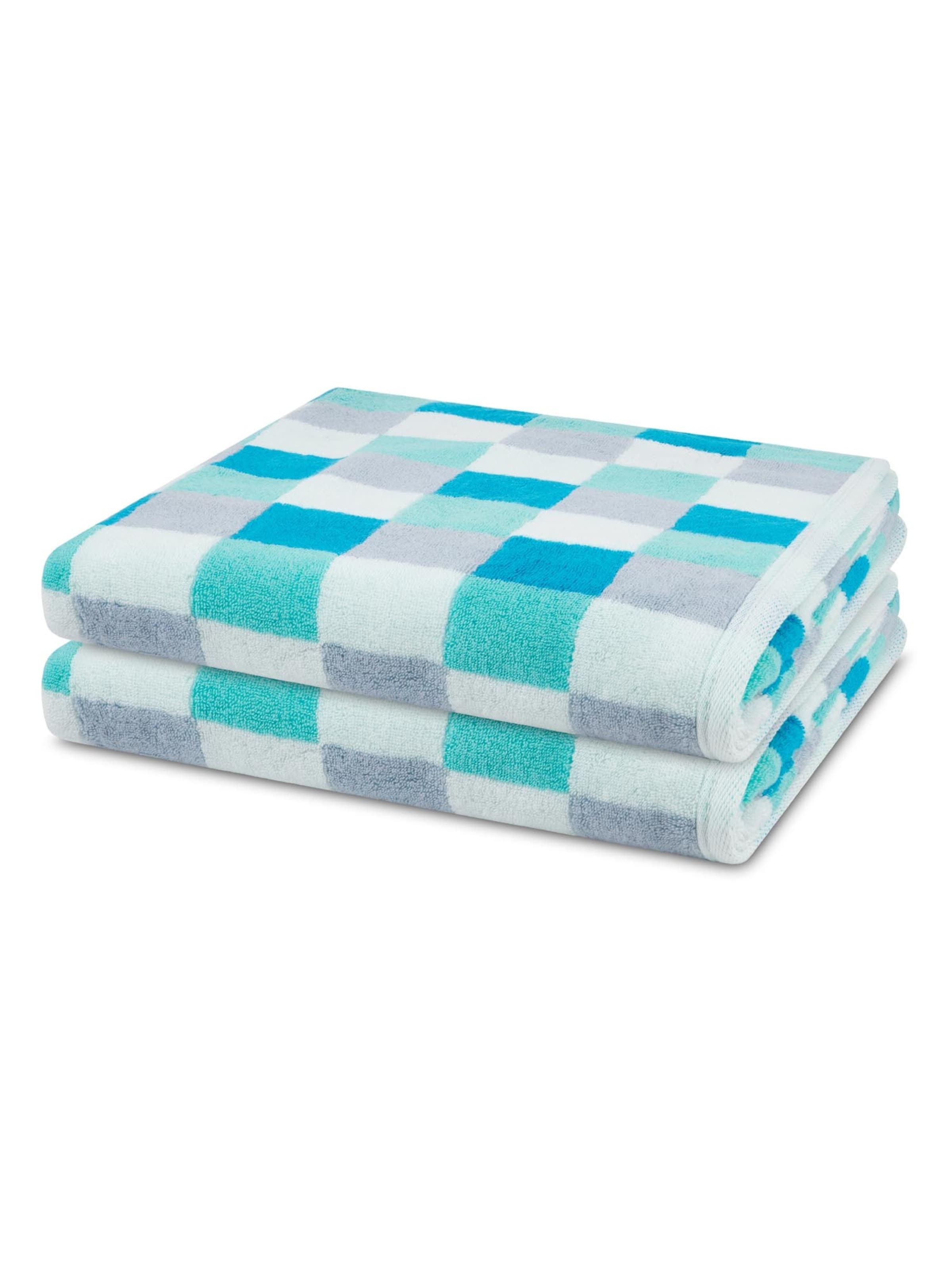 ROSS Towel 'Cashmere feeling Karo' in Blue: front
