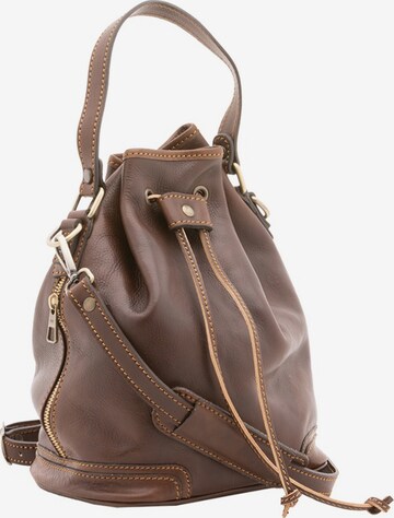 Borsa a mano 'Borsa a Secchiello Vera Pelle Coulisse Tracolla Regolabile' di Alessia Firenze in marrone: frontale