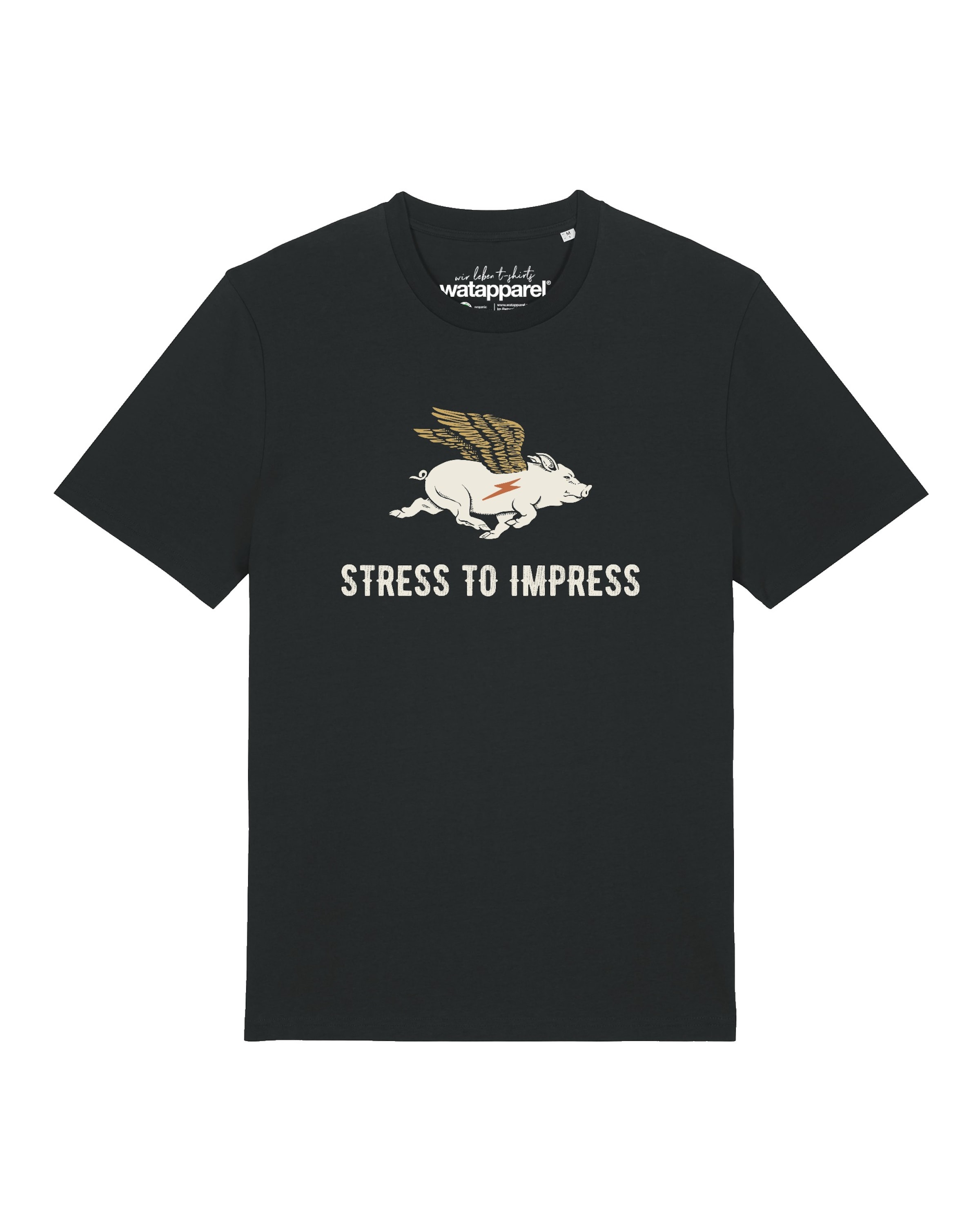 T-Shirt 'Stress To Impress' Watapparel en noir : devant