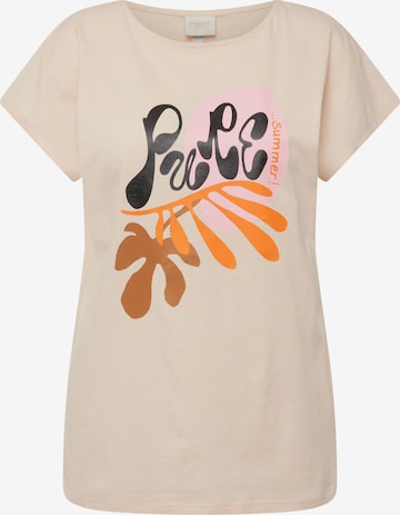 T-shirt Ulla Popken en beige : devant