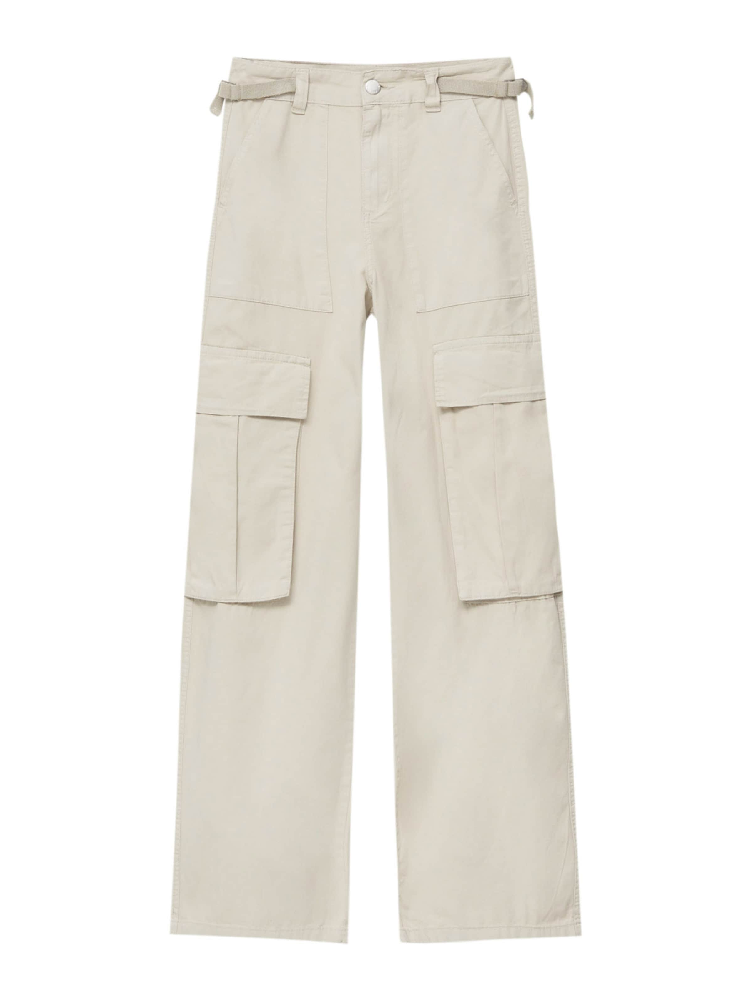 Pull&Bear Loosefit Cargobroek in Grijs: voorkant