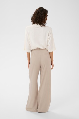 Kaffe Wide leg Bandplooibroek 'KAKaren' in Beige