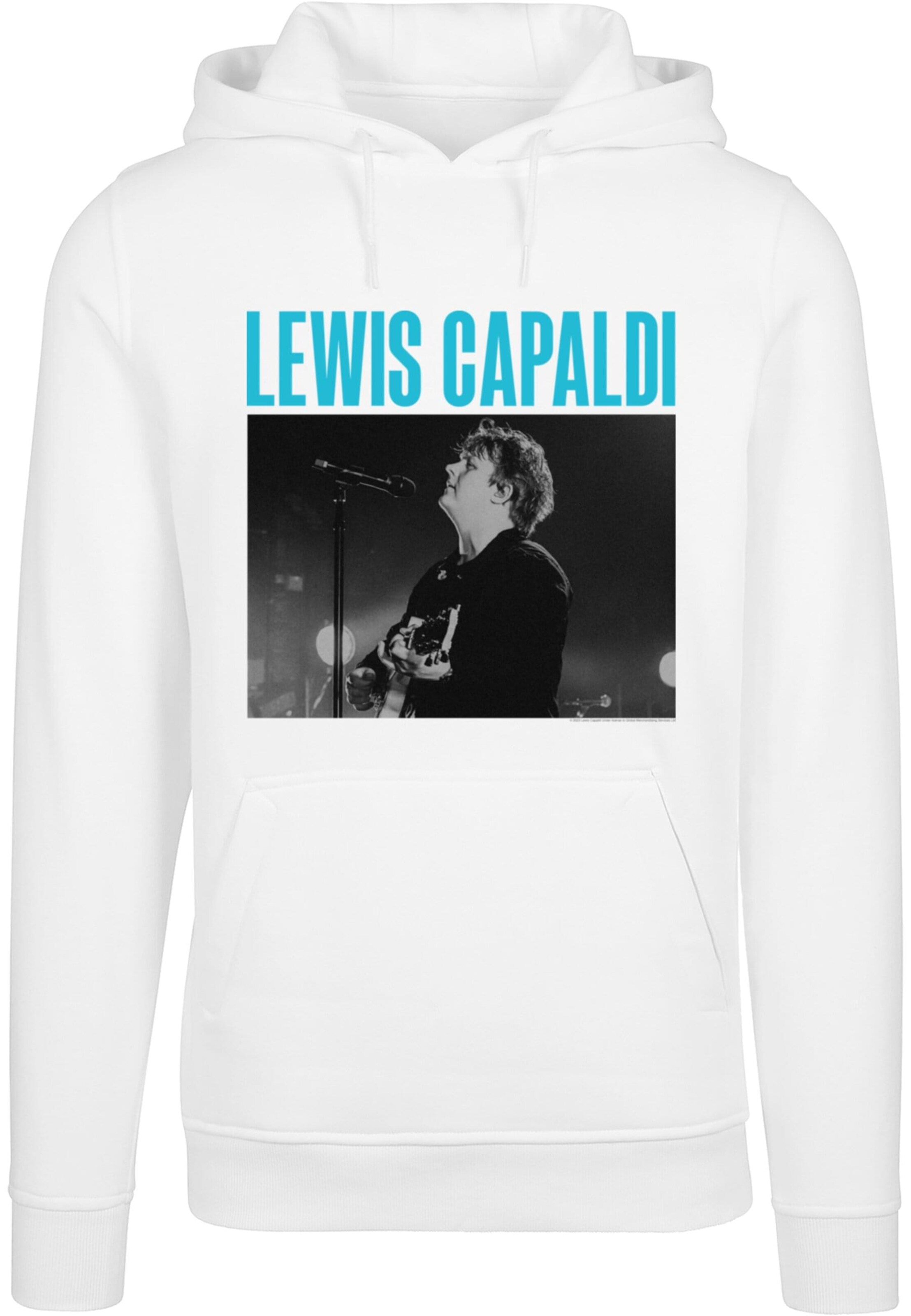 Merchcode Sweatshirt 'Lewis Capaldi - Photo Tour' in Weiß: Vorderseite