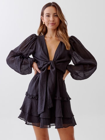 Robe 'DAVINA' Tussah en noir : devant