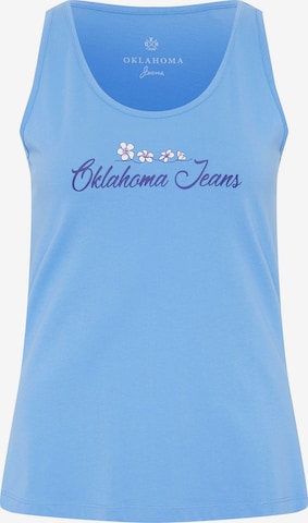 Oklahoma Jeans Tanktop ' mit floralem Logo-Print ' in Blau: predná strana