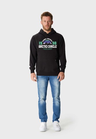 Oldskull Sweatshirt 'Wrldvibe Aurora Mountain Quest Graphic' in Zwart