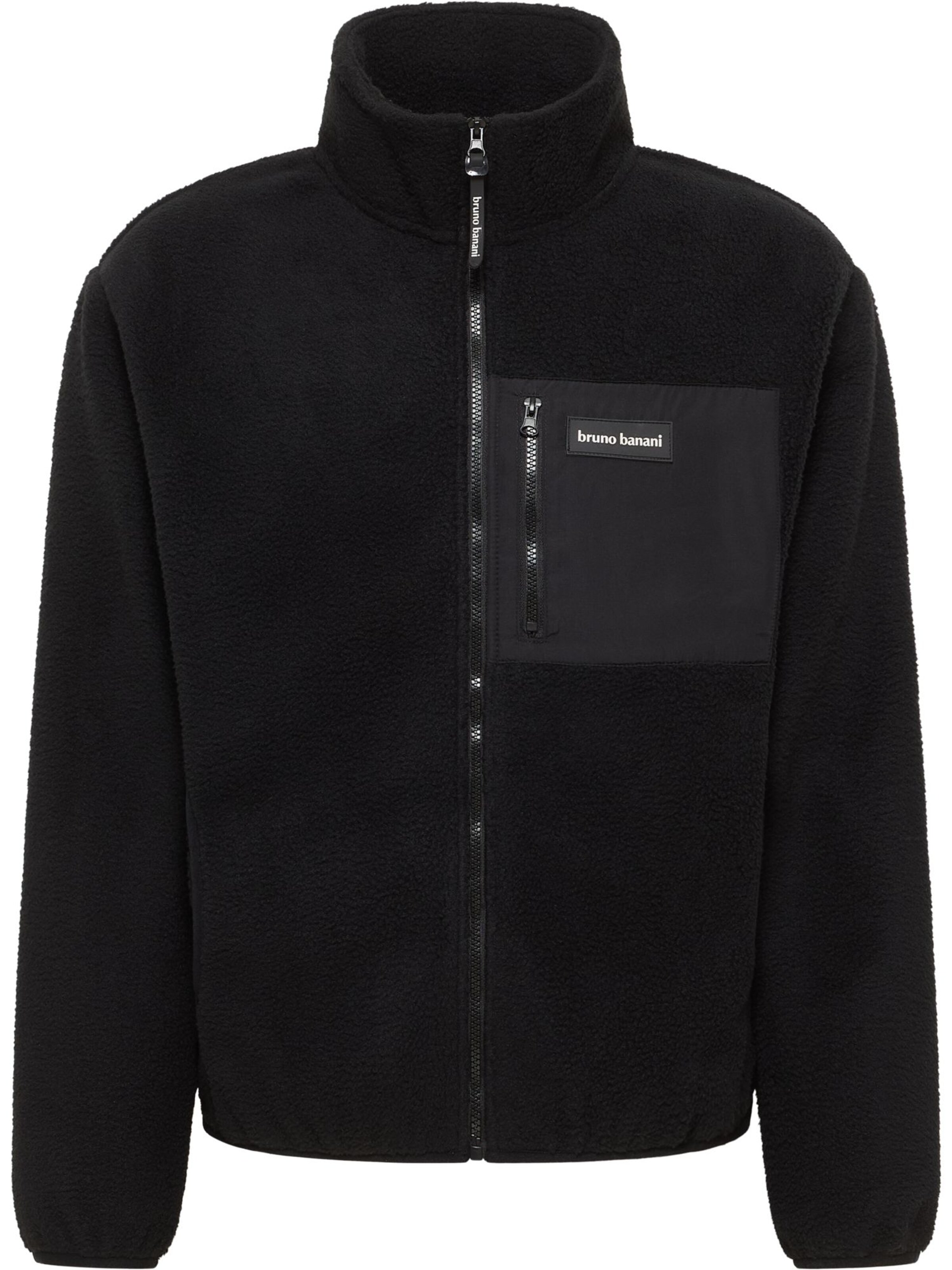 Bruno Banani Fleece jas 'FRANK' in Zwart: voorkant