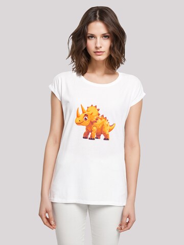F4NT4STIC T-Shirt 'Süßer Triceratops Dinosaurier' in Weiß: Vorderseite