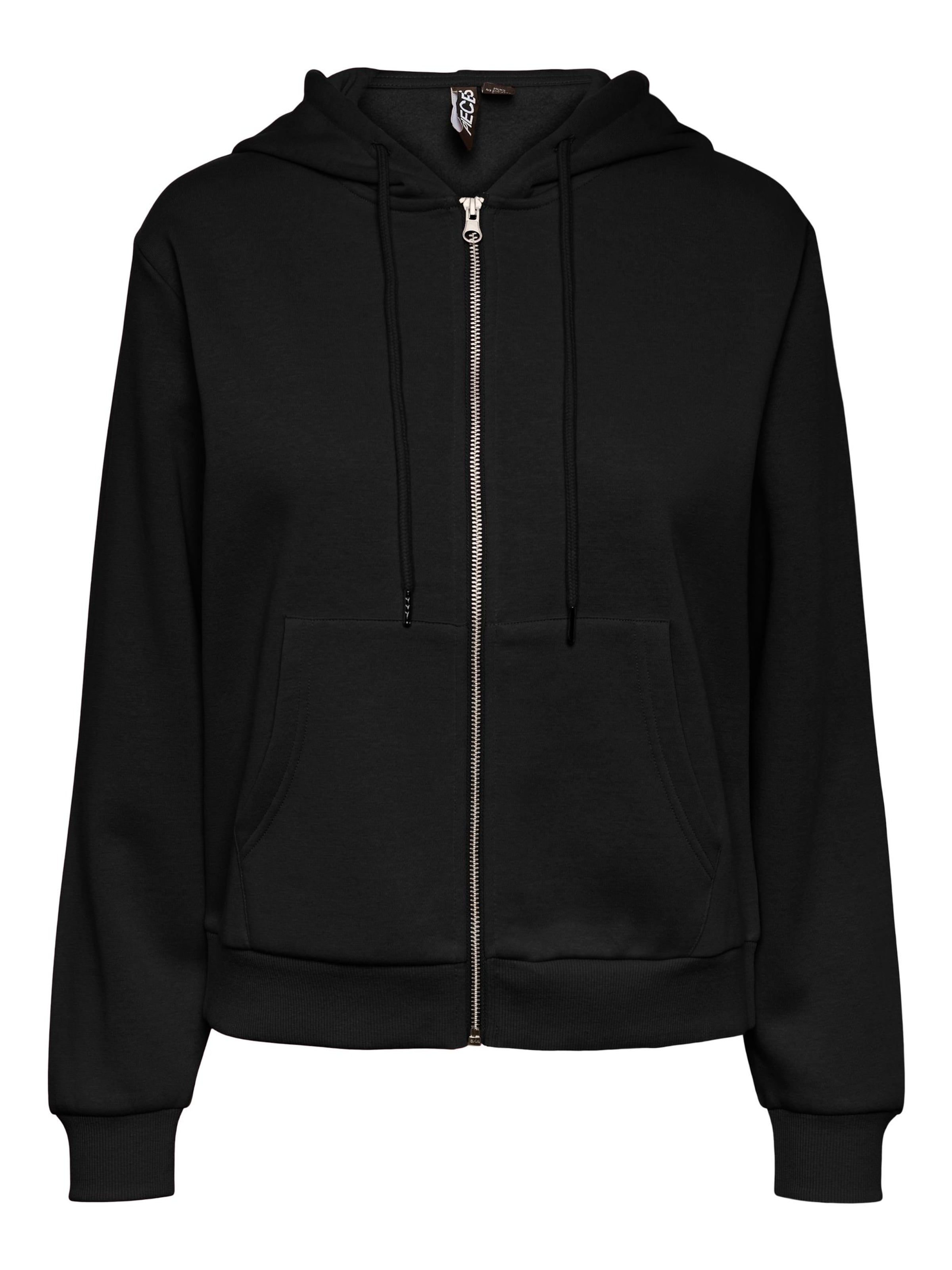 PIECES Zip-Up Hoodie &#x27;Chilli&#x27; in Black: front