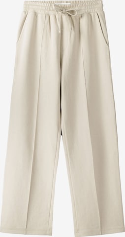 Bershka Loose fit Pleat-Front Pants in Beige: front