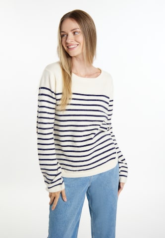 Pull-over DreiMaster Maritim en blanc : devant