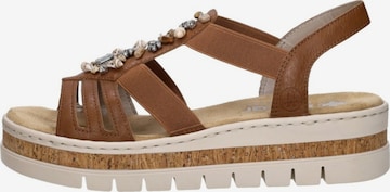Sandales 'Sandalen Plat' Rieker en marron : devant