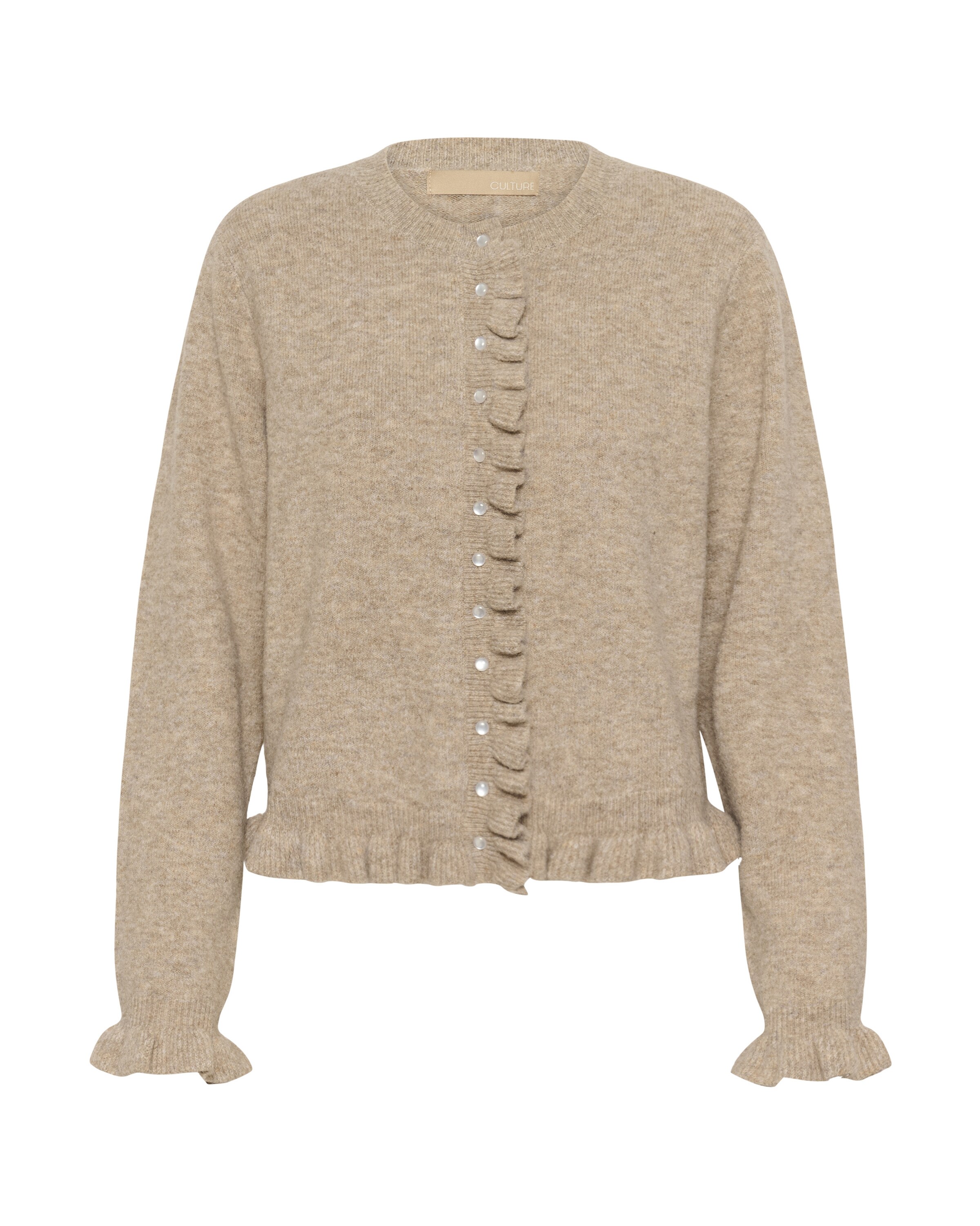 CULTURE Cardigan 'CUJulietta Frill' i beige: forside