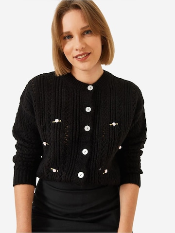 Bianco Lucci Gebreid vest in Zwart: voorkant