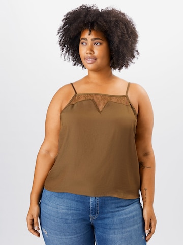 ABOUT YOU Curvy Top 'Kiara' in Brown: front