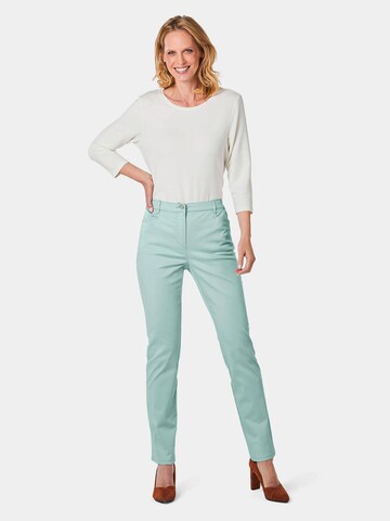 Coupe slim Pantalon 'Carla' Goldner en vert