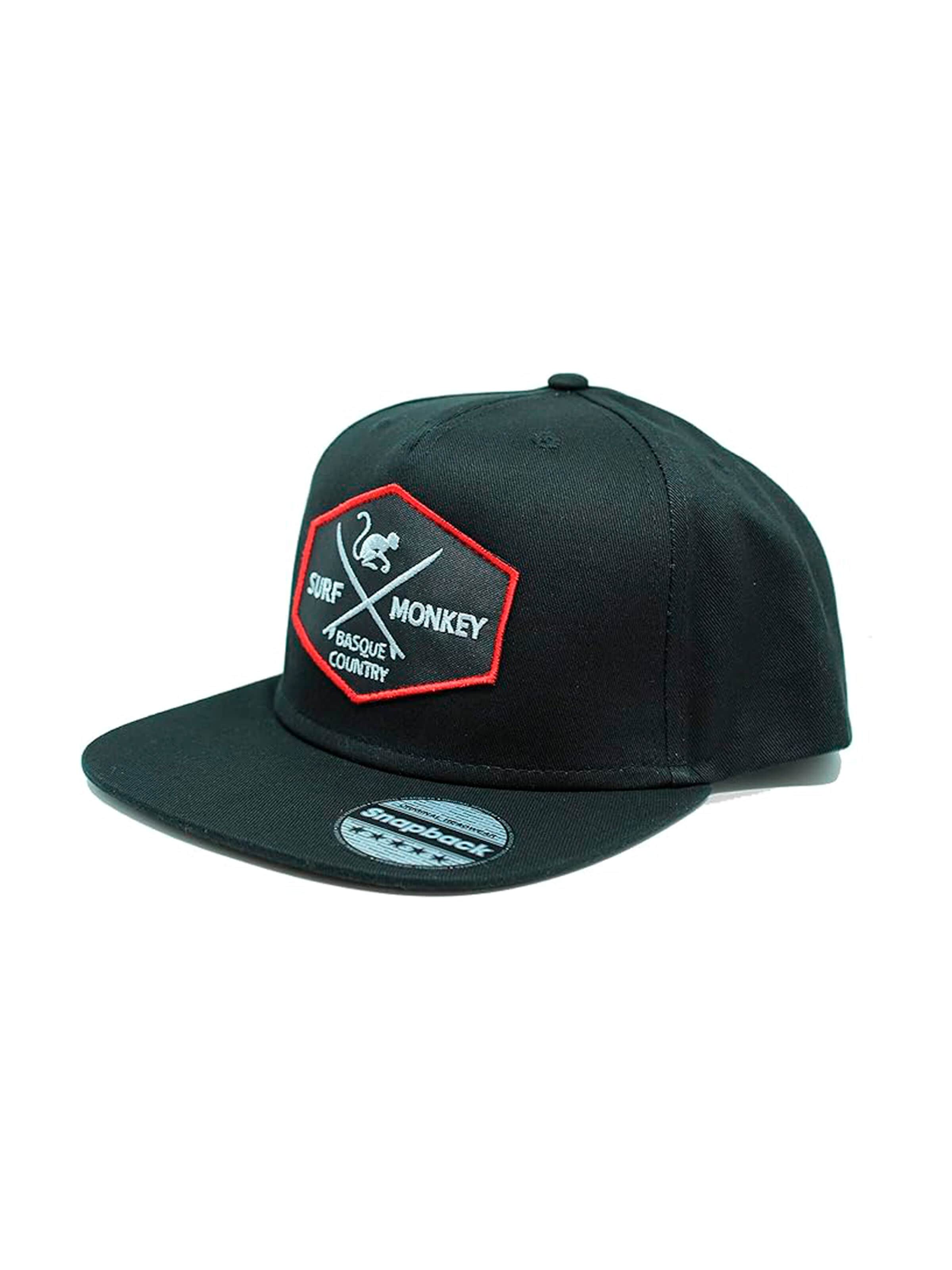 Surf Monkey Athletic Cap in Black: front