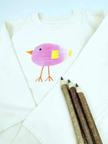 MelaDi Sweatshirt 'Lila Vogel'‌‌‌‌‌‌‌‌‌ in Weiß