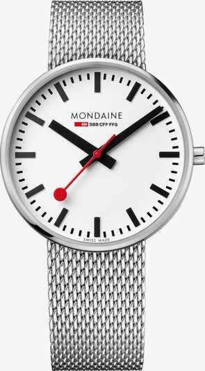 Mondaine Uhr in rot / schwarz / silber / weiß, Produktansicht