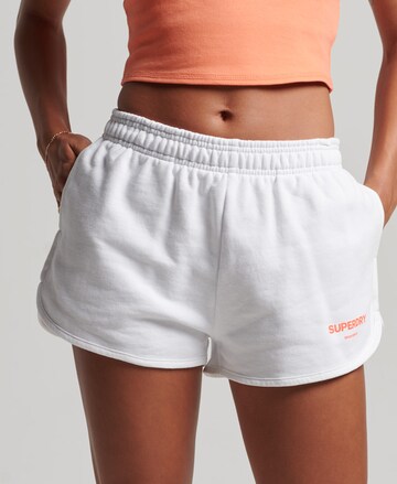 Superdry Regular Workout Pants in White: front