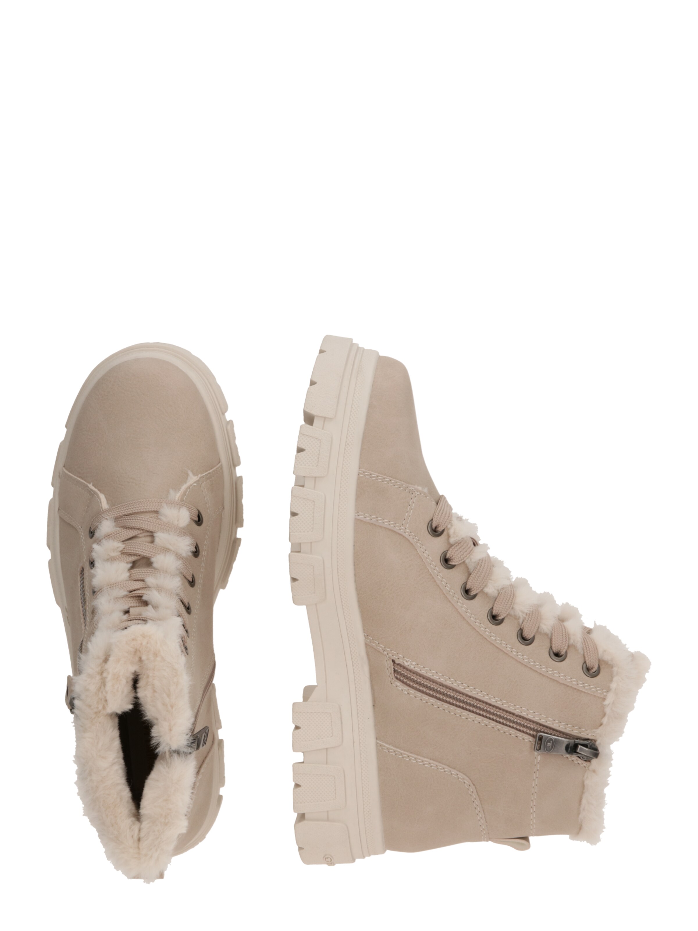 TOM TAILOR Schnürstiefelette in Beige