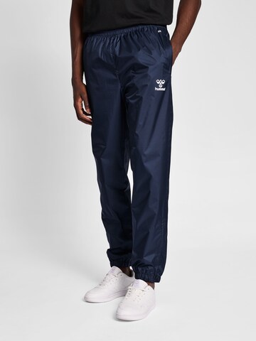 Hummel Tapered Workout Pants in Blue: front