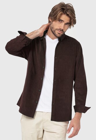 INDICODE JEANS Regular fit Button Up Shirt 'Ryan' in Brown: front