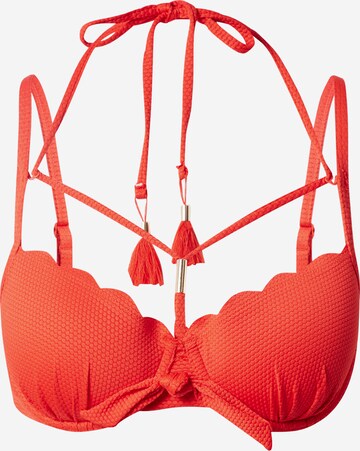 Hunkemöller - Balconette Top de biquíni 'Scallop' em vermelho: frente