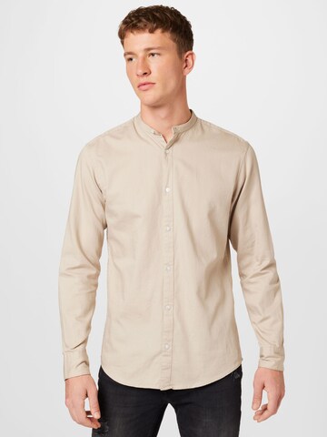 JACK & JONES Regular fit Button Up Shirt 'DALLAS' in Beige: front