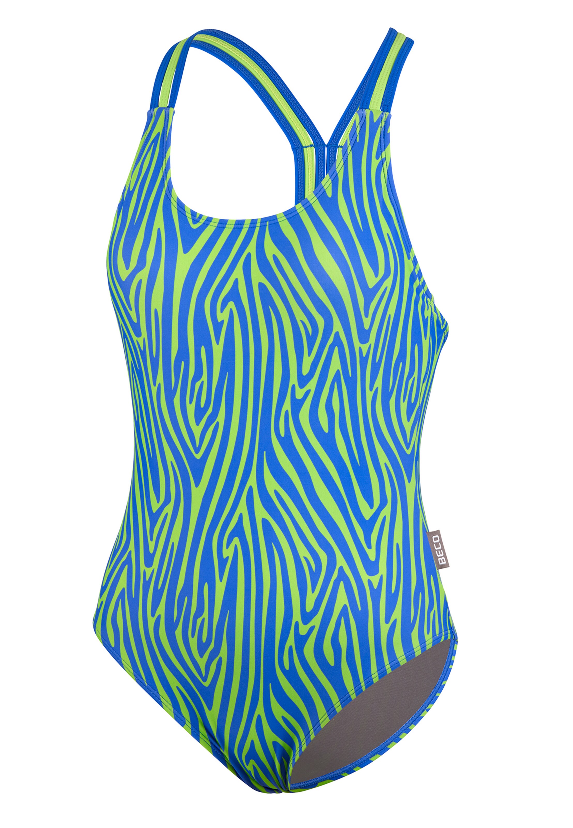BECO the world of aquasports Bustier Badeanzug 'Zebra Vibes' in Blau
