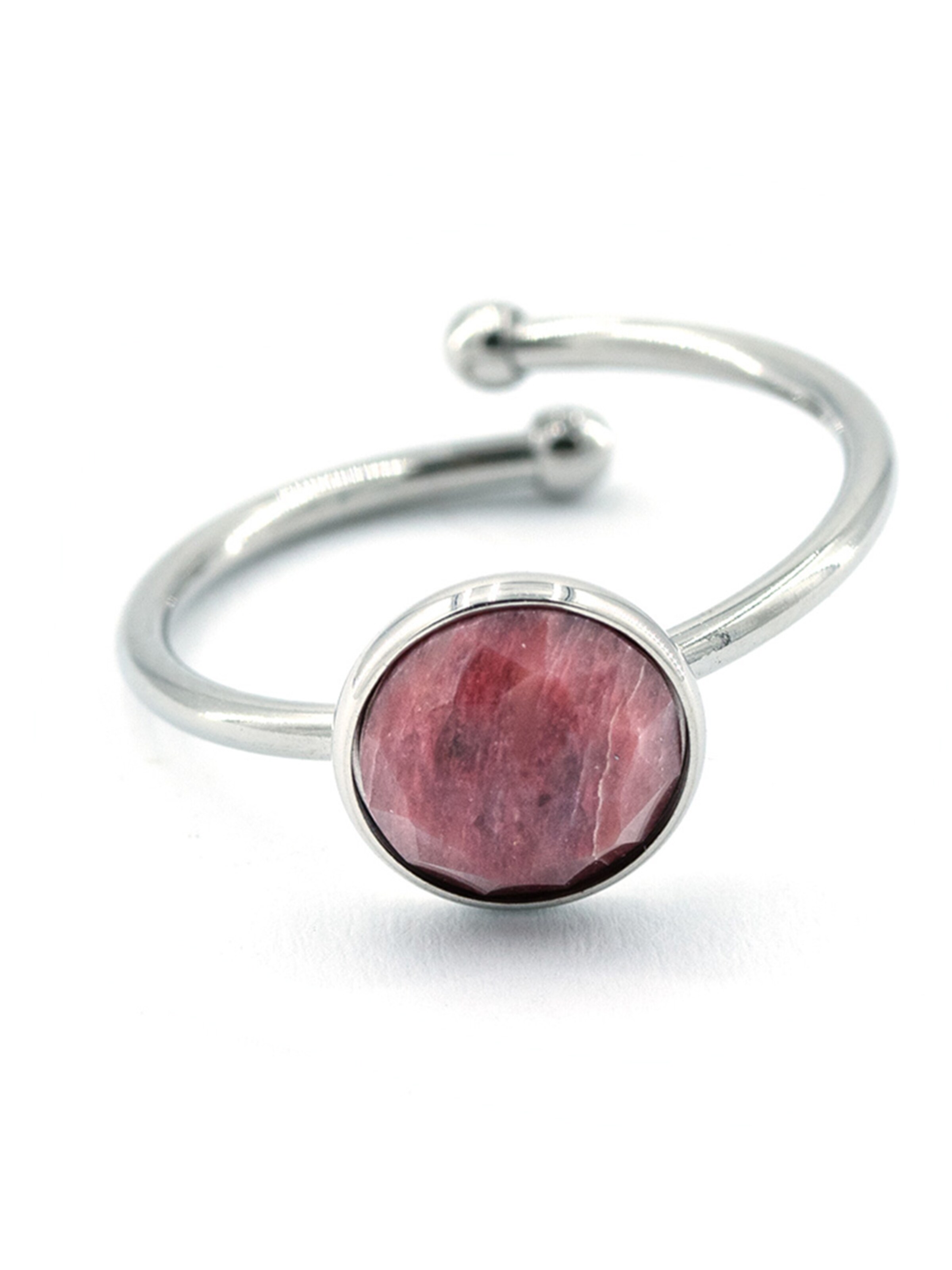 Sergio Engel Ring 'Beach Ring 01 Edelstahlring mit Naturstein-Cabouchon' in Pink: front