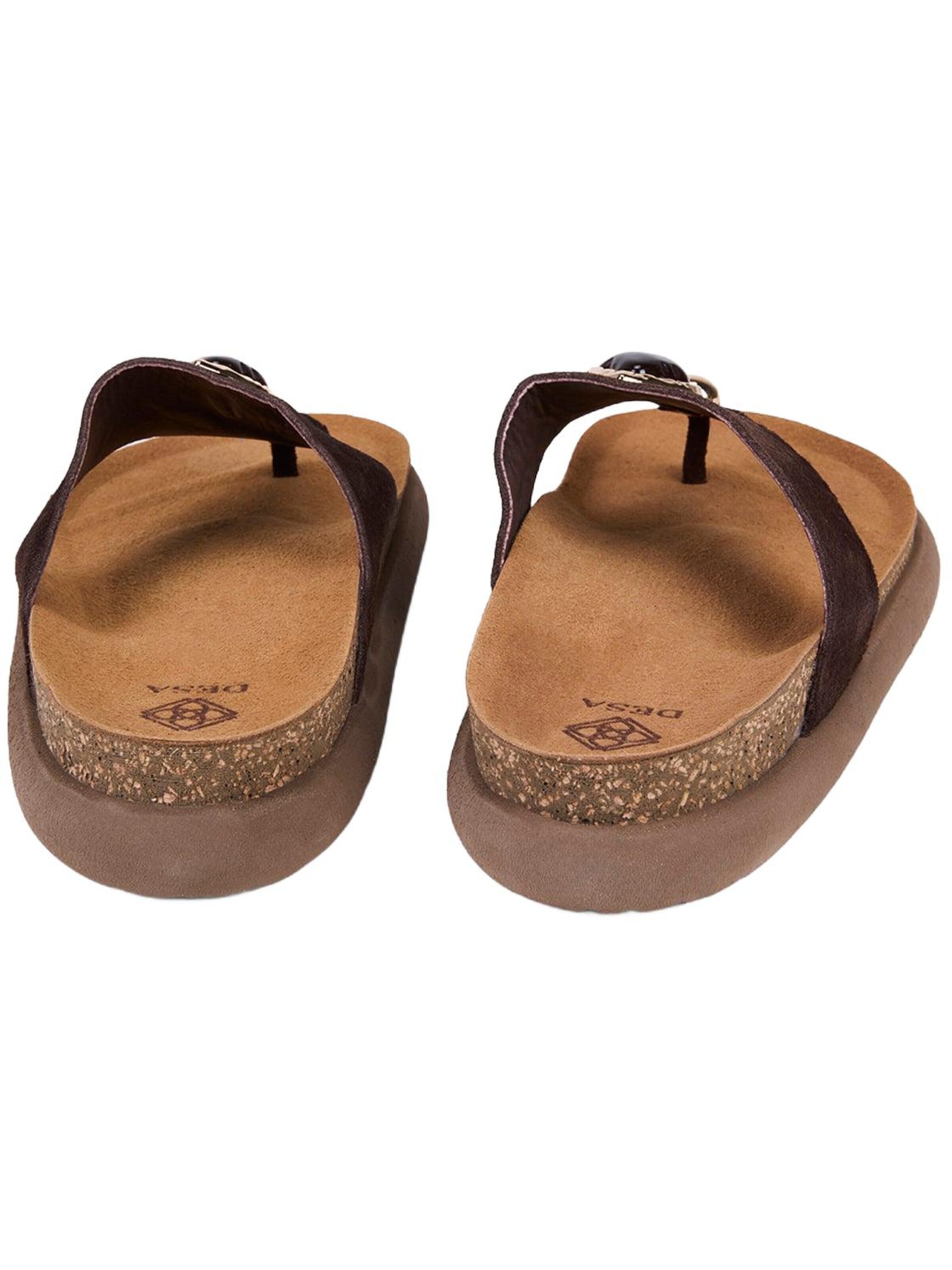 Desa T-Bar Sandals 'Zehenstegsandalen' in Brown