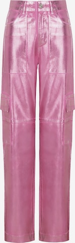 NOCTURNE Loose fit Cargo Jeans in Pink: front