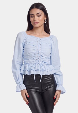 faina - Blusa em azul: frente