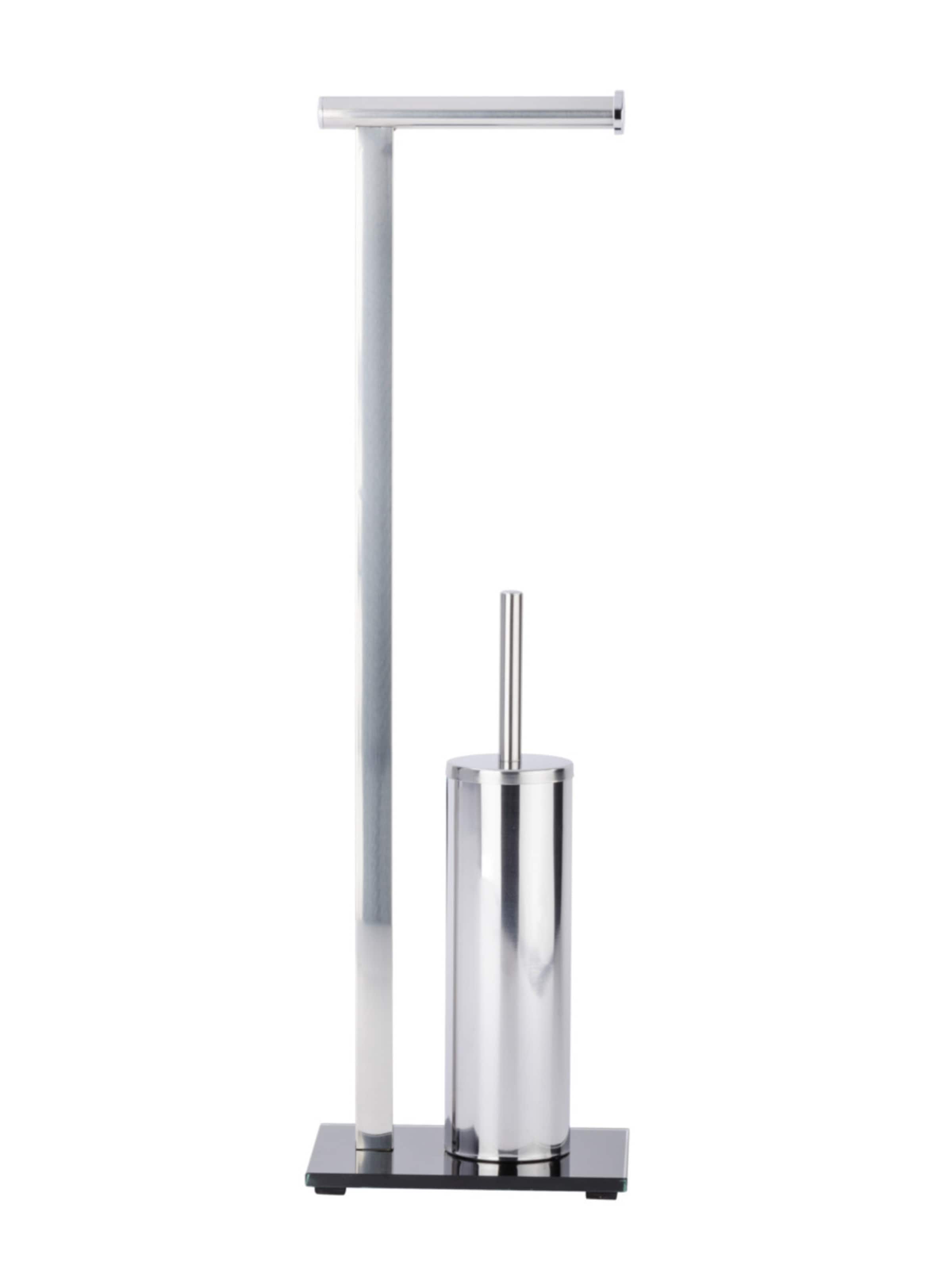 Wenko Stand WC-Garnitur 'Lava' in Silber: Vorderseite