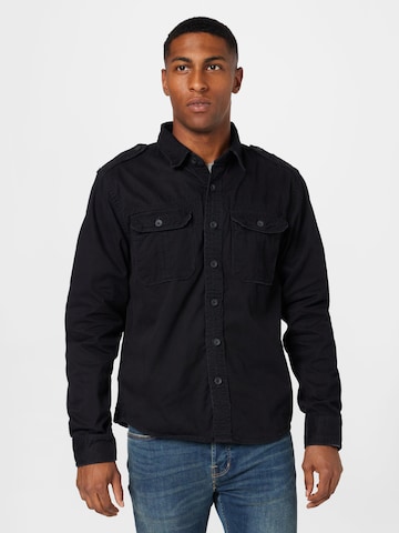 Brandit Regular fit Button Up Shirt in Black: front