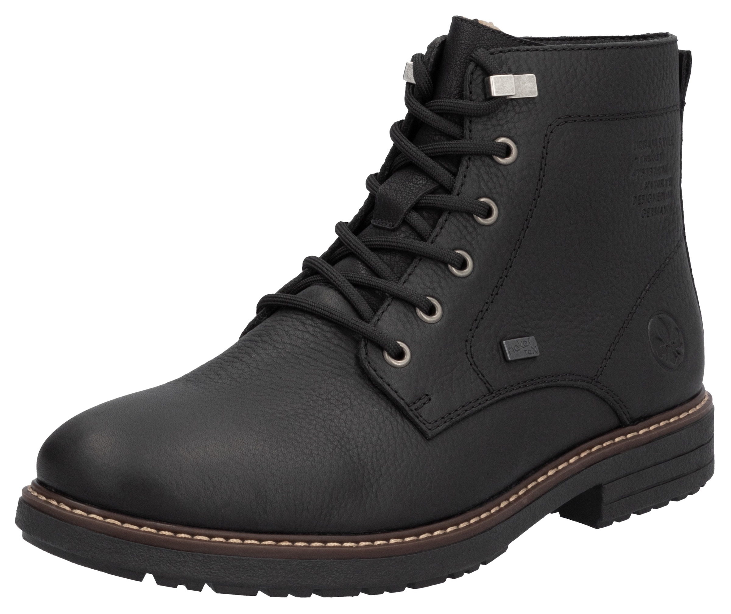 Rieker - Bota com atacadores em preto: frente