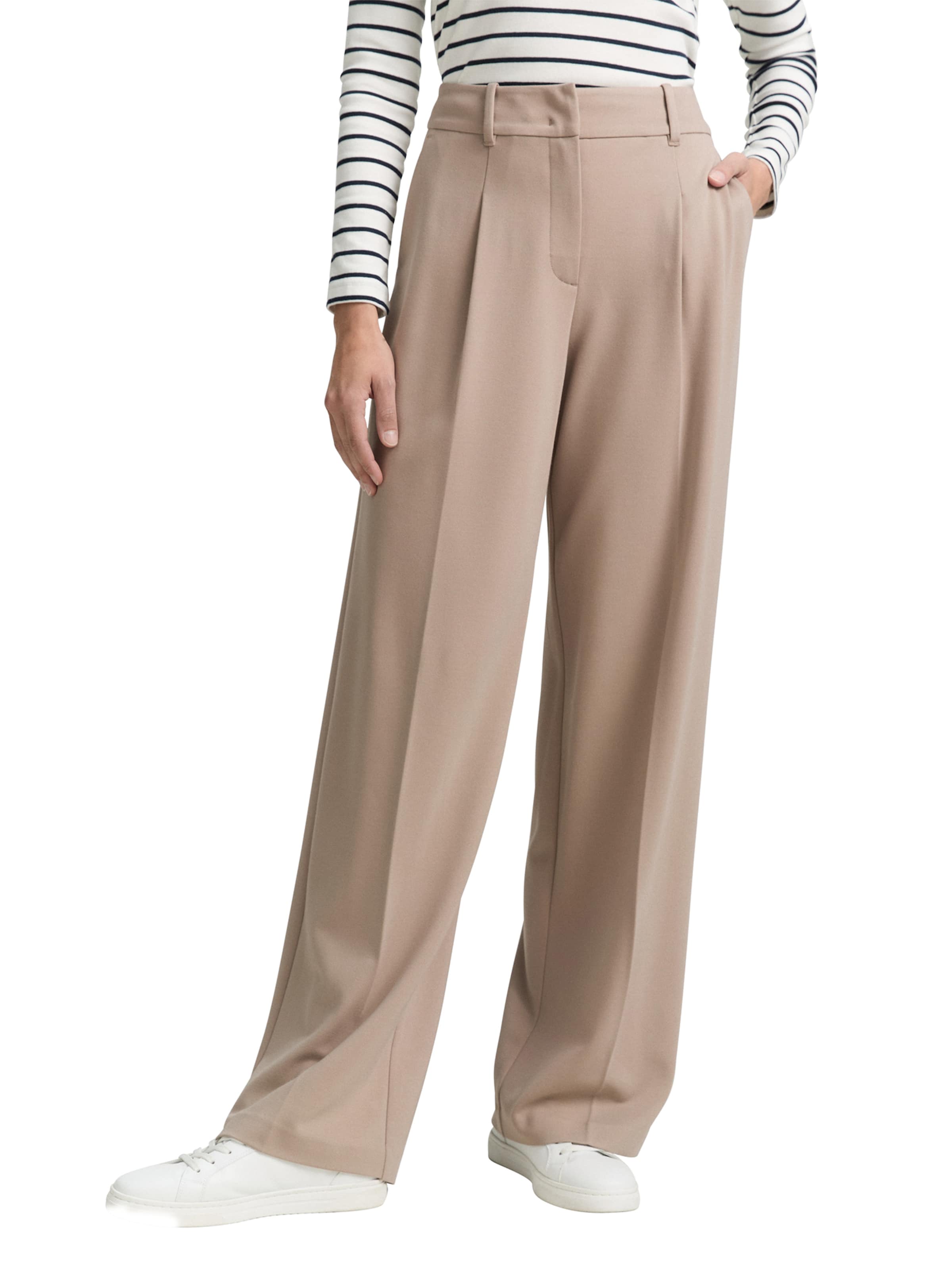 TOM TAILOR Wide leg Pleat-front trousers 'Lea' in Grey: front